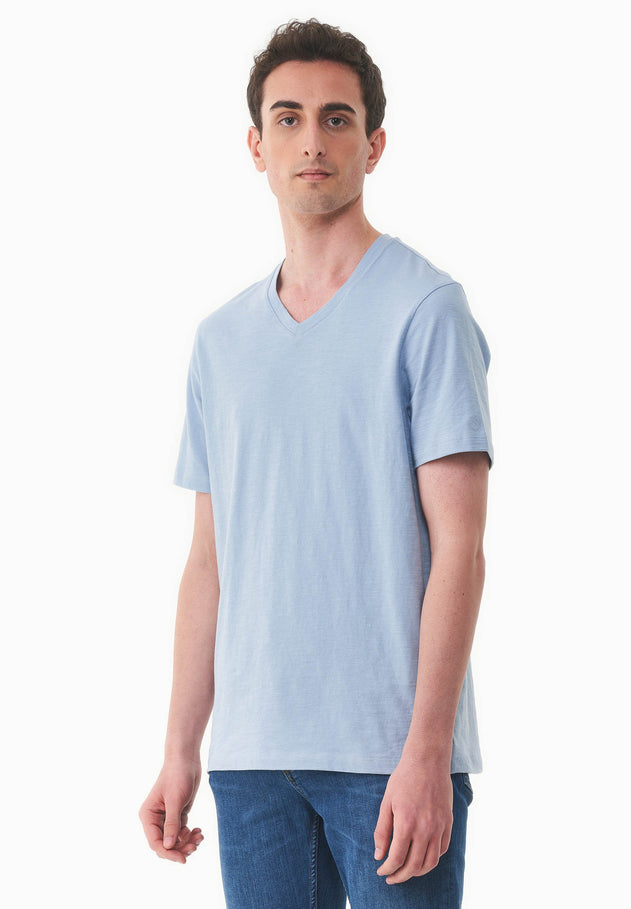 Heren V-hals T-shirt Ice Blue
