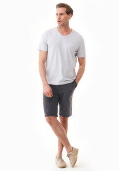 Heren V-hals T-shirt Lichtgrijs