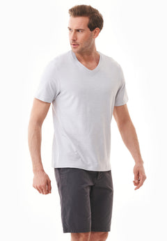 Heren V-hals T-shirt Lichtgrijs