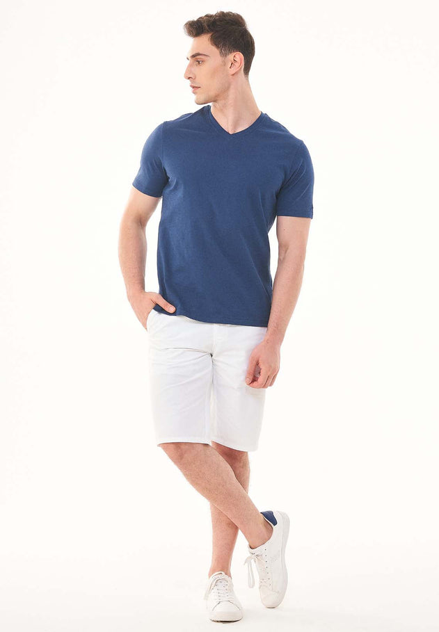 Heren V-hals T-shirt Marineblauw
