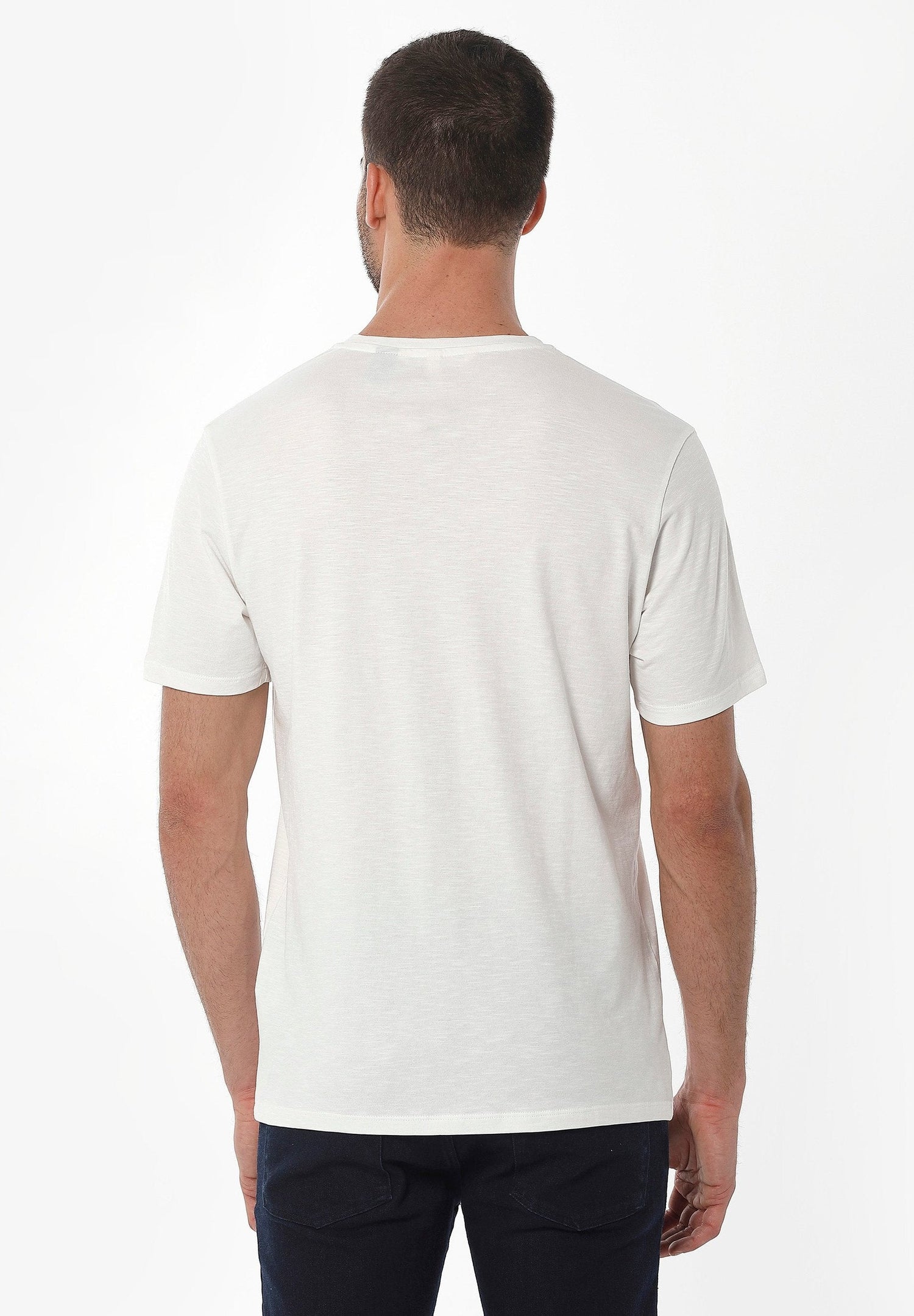 Heren V-hals T-shirt Gebroken wit