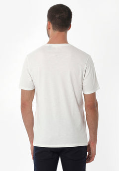 Heren V-hals T-shirt Gebroken wit