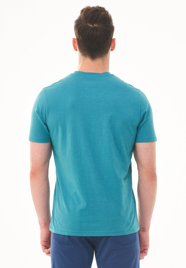 Heren V-hals T-shirt Petrol Green