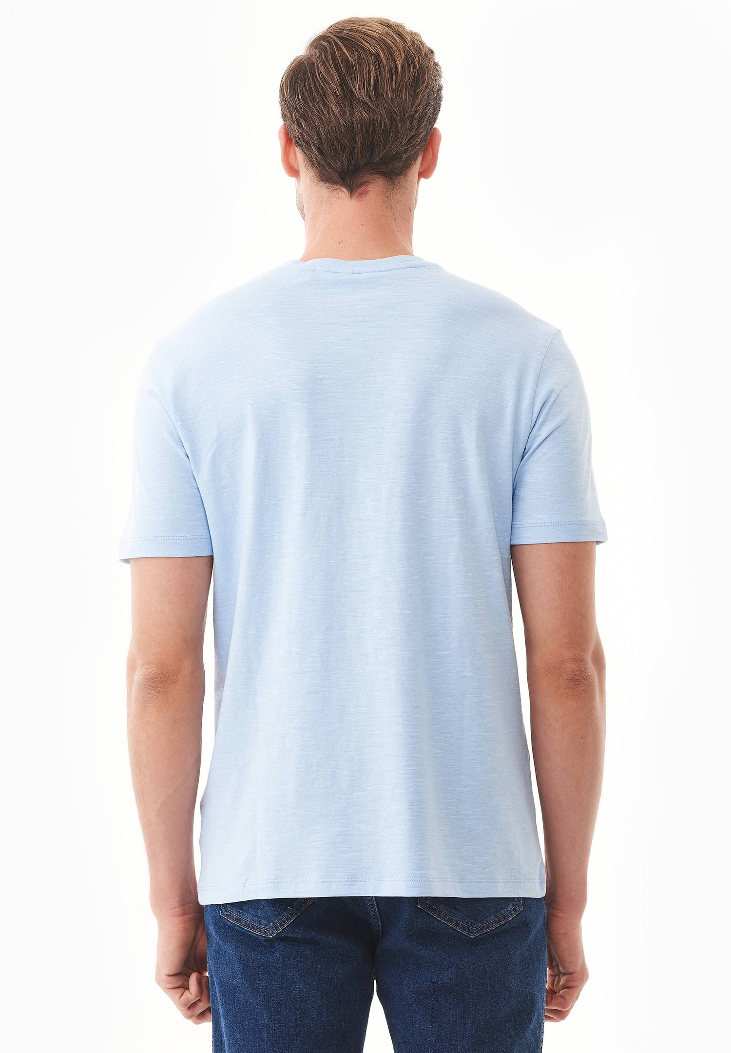 Heren V-hals T-shirt Powder Blue