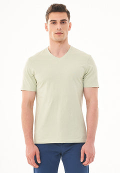 V-hals T-shirt Soft Green