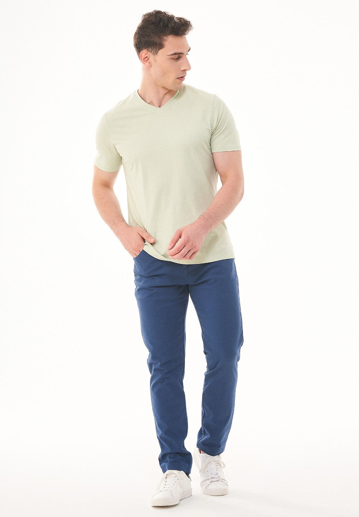 V-hals T-shirt Soft Green