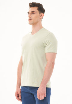 V-hals T-shirt Soft Green