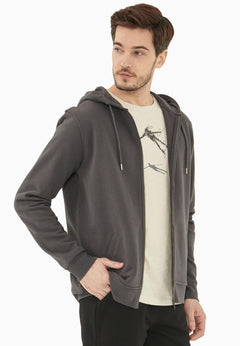 Heren Fleece Ritshoodie Asfalt