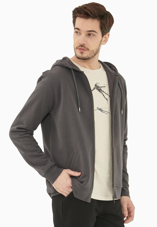 Heren Fleece Ritshoodie Asfalt