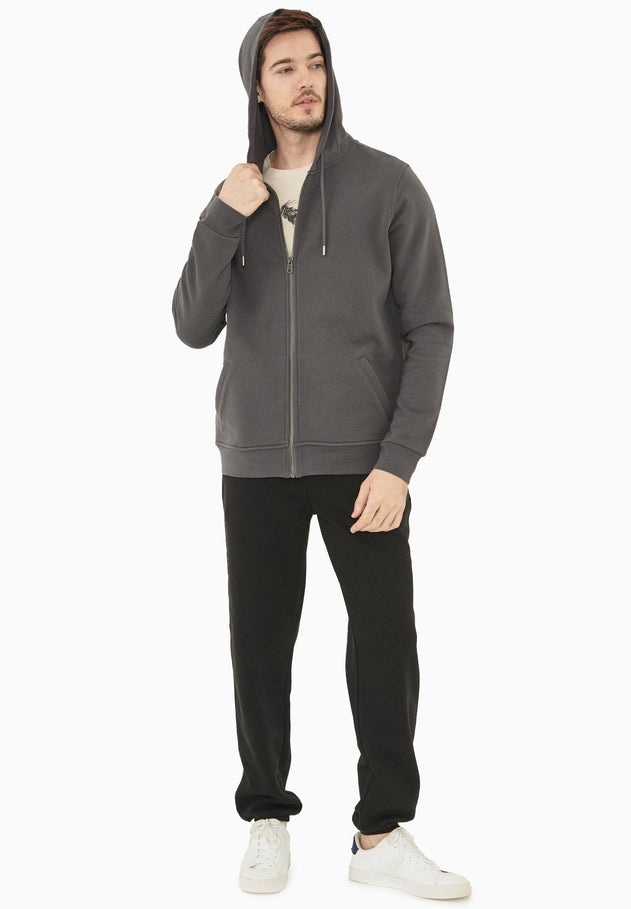 Heren Fleece Ritshoodie Asfalt