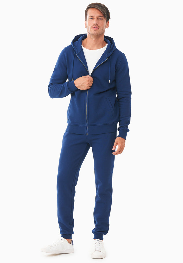 Heren Fleece Ritshoodie Marineblauw