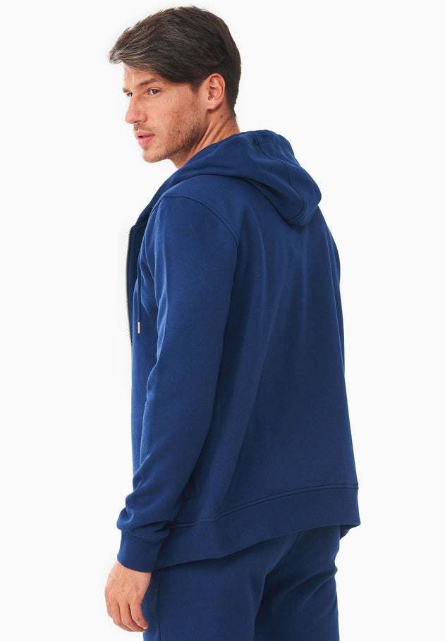 Heren Fleece Ritshoodie Marineblauw
