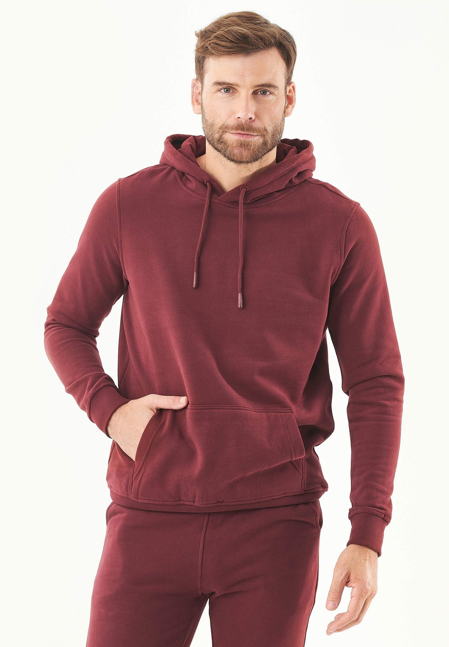 Heren Basic Soft Touch Hoodie Bordeaux