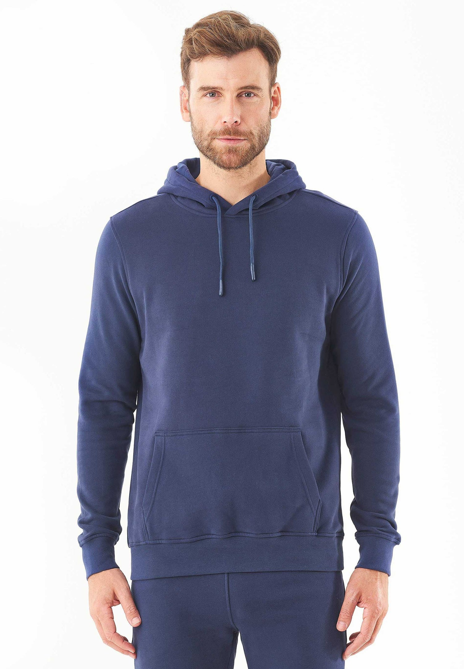 Heren Basic Soft Touch Hoodie Marineblauw
