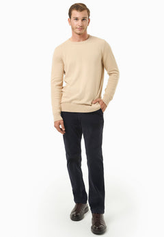 Men's Round Neck Organic Cotton Sweater Beige