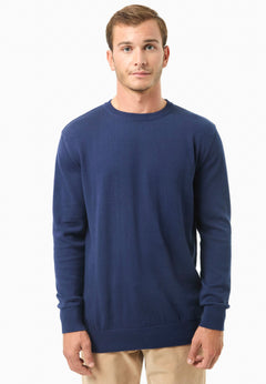 Men's Round Neck Organic Cotton Sweater Navy