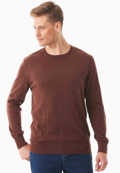 Men's Round Neck Organic Cotton Sweater Radical Brown