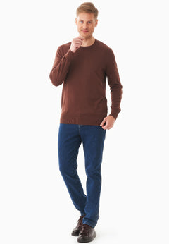 Men's Round Neck Organic Cotton Sweater Radical Brown