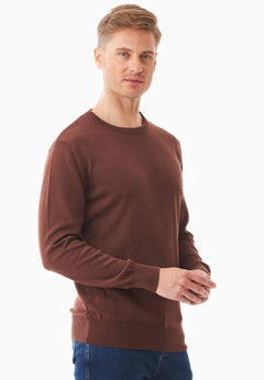 Men's Round Neck Organic Cotton Sweater Radical Brown