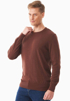 Men's Round Neck Organic Cotton Sweater Radical Brown