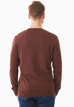 Men's Round Neck Organic Cotton Sweater Radical Brown