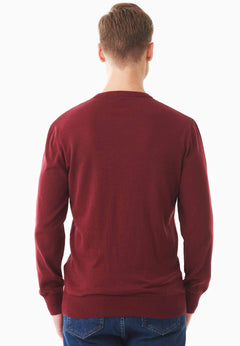 Men's Round Neck Organic Cotton Sweater Syrah Red