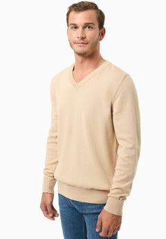 Men's V-Neck Organic Cotton Sweater Beige