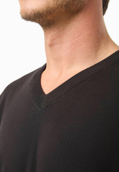 Men's V-Neck Organic Cotton Sweater Black