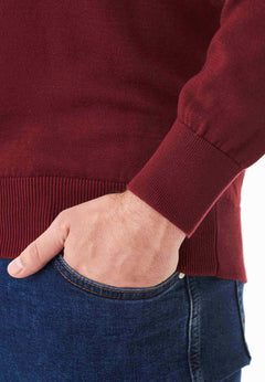 Men's V-Neck Organic Cotton Sweater Syrah Red