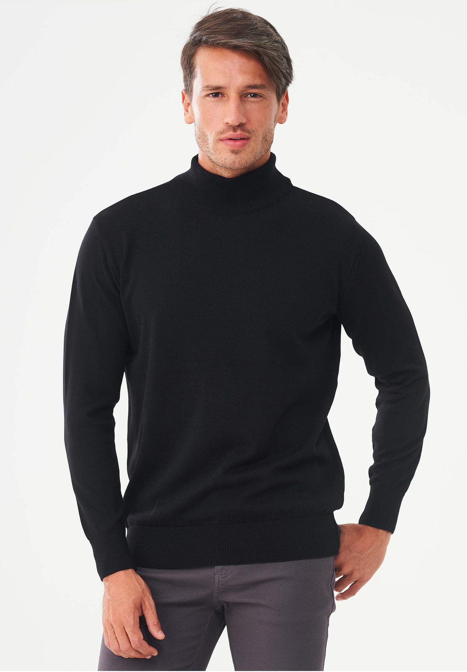 Men's Organic Cotton Turtleneck Sweater Black