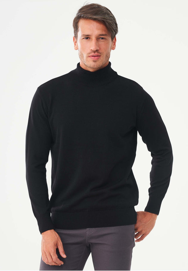 Men's Organic Cotton Turtleneck Sweater Black