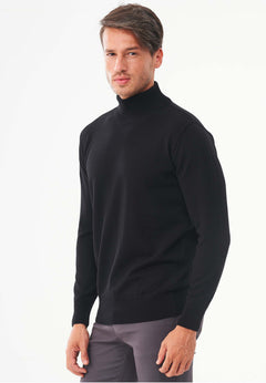 Men's Organic Cotton Turtleneck Sweater Black