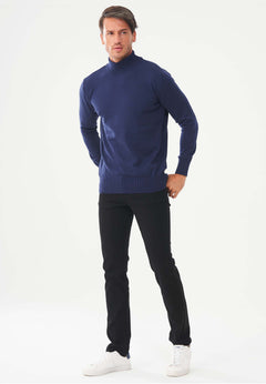 Men's Organic Cotton Turtleneck Sweater Navy