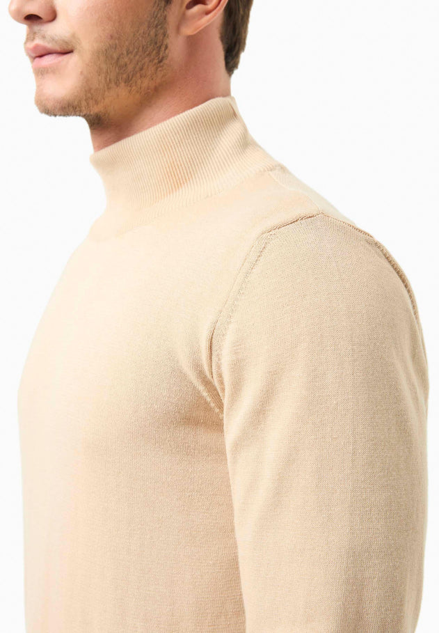 Men's Organic Cotton Turtleneck Sweater Beige