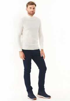 Men's Organic Cotton Turtleneck Sweater Off White
