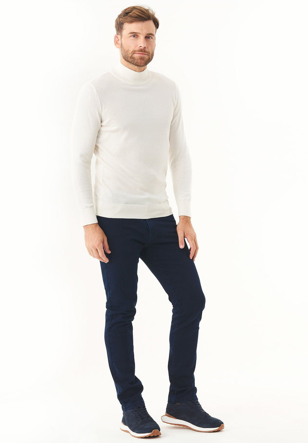 Men's Organic Cotton Turtleneck Sweater Off White