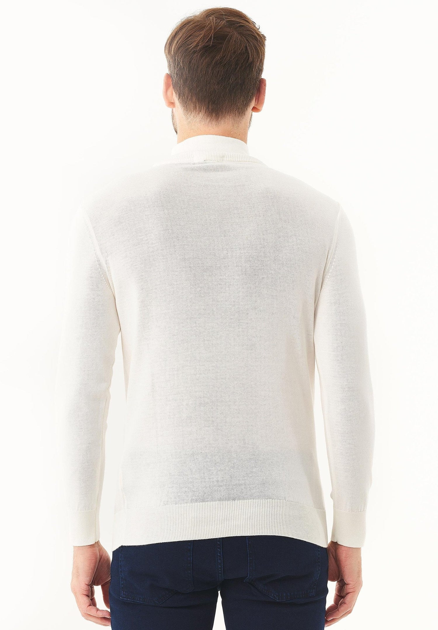 Men's Organic Cotton Turtleneck Sweater Off White
