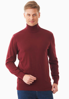 Men's Organic Cotton Turtleneck Sweater Syrah Red