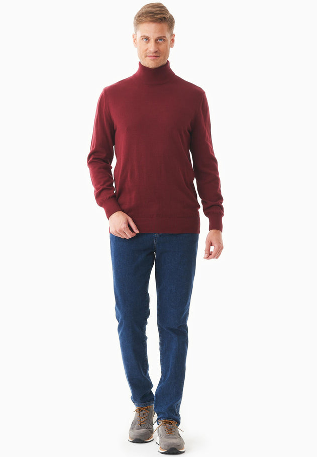 Men's Organic Cotton Turtleneck Sweater Syrah Red