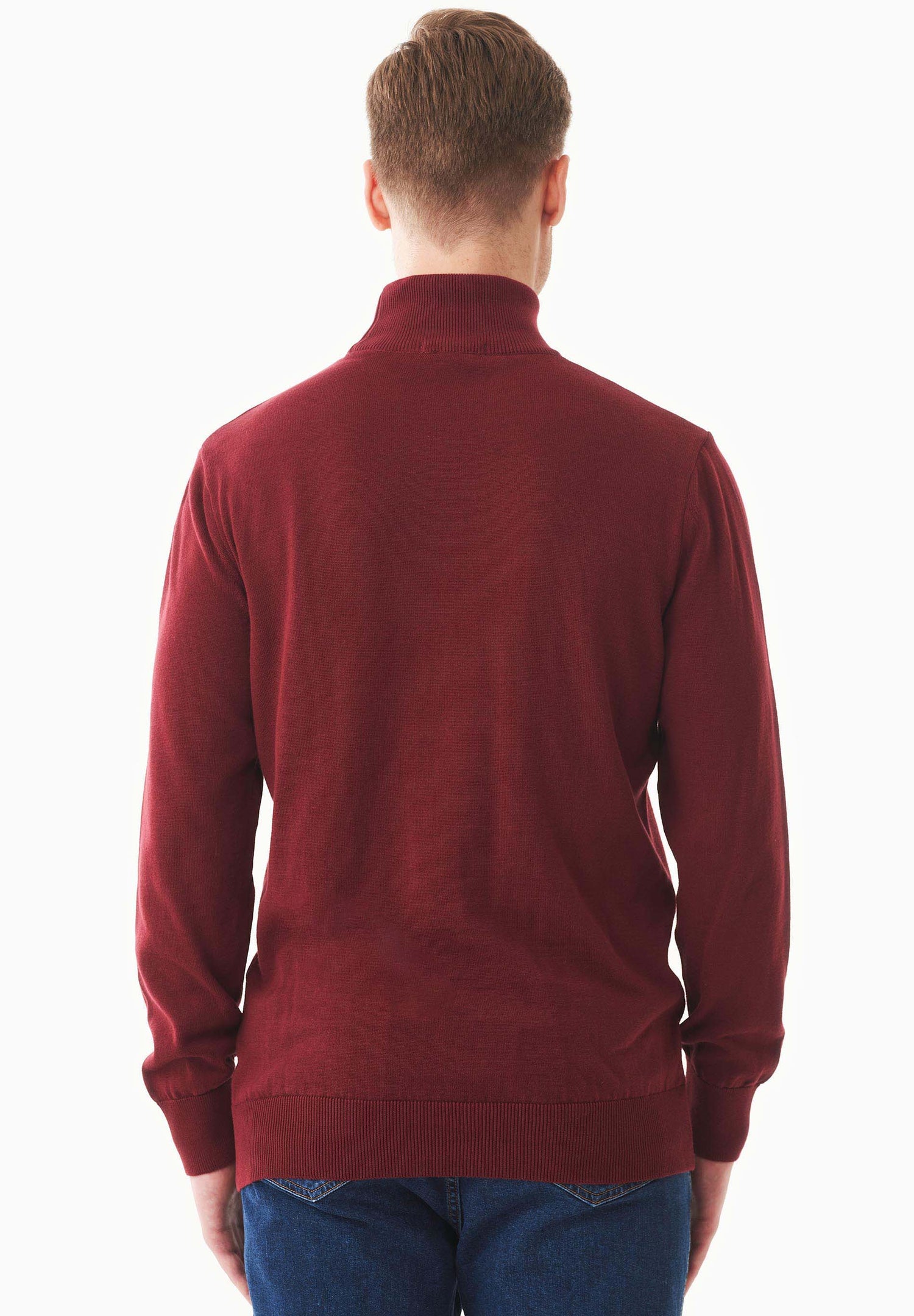 Men's Organic Cotton Turtleneck Sweater Syrah Red