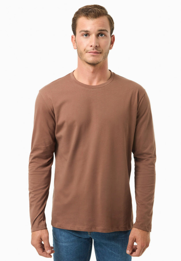 Men's Casual Long-Sleeved T-Shirt Cocoa Brown