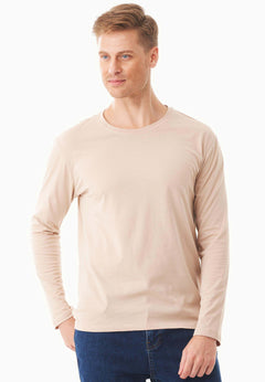 Men's Casual Long-Sleeved T-Shirt Beige