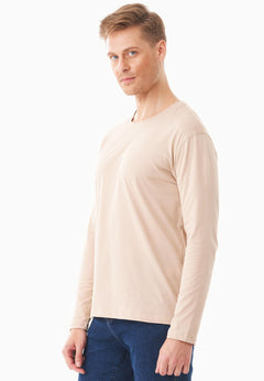 Men's Casual Long-Sleeved T-Shirt Beige