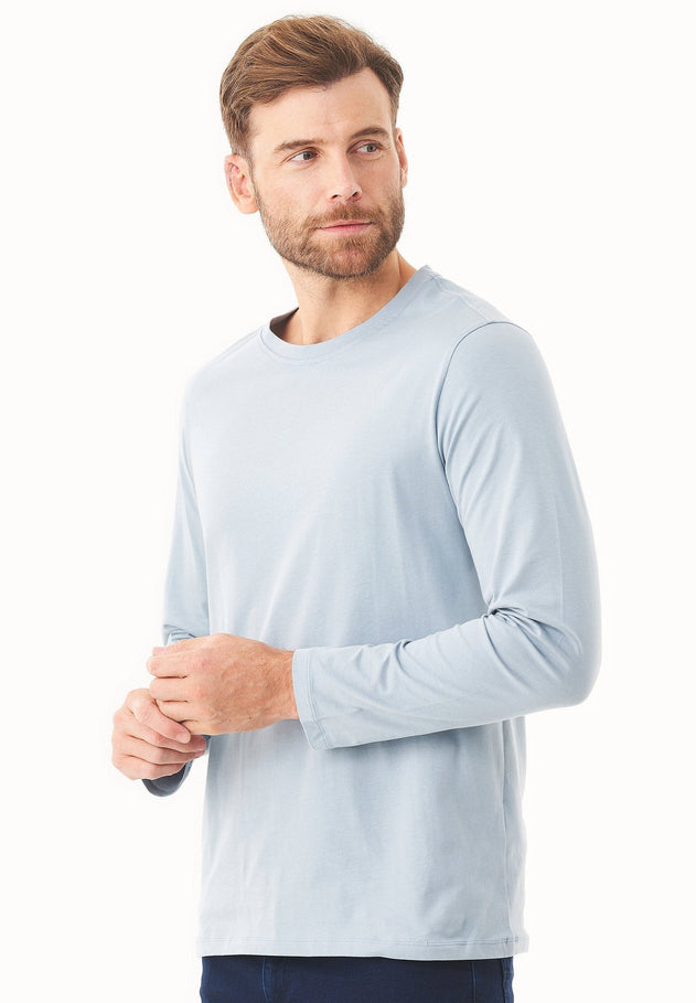 Men's Casual Long-Sleeved T-Shirt Dusty Blue