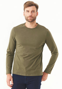 Men's Casual Long-Sleeved T-Shirt Military Olive