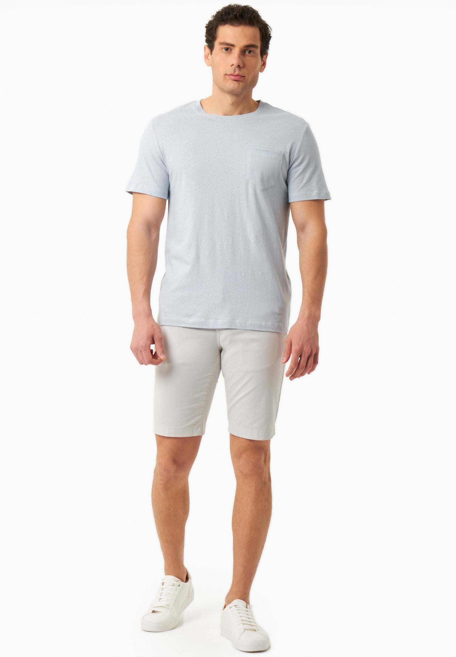 Heren Regular fit Biokatoen Short Lichtgrijs