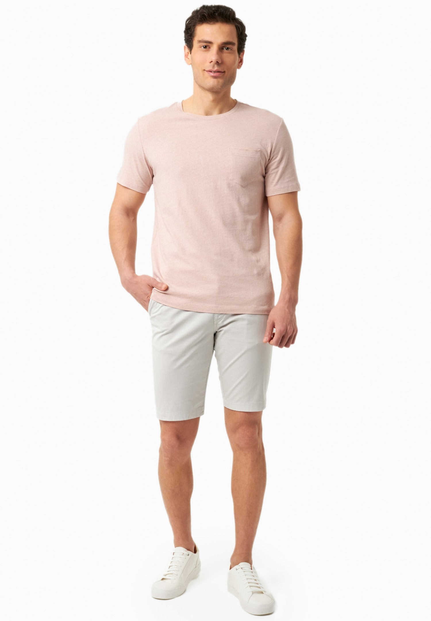 Heren Slim fit Chino short Lichtgrijs