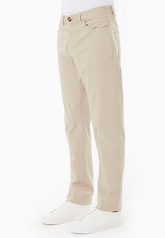 Men's Regular-Fit Organic Cotton Trousers Feather Beige