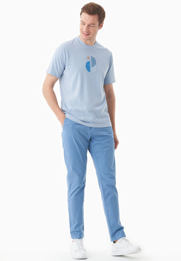 Men's Slim-Fit Organic Cotton Trousers Coronet Blue