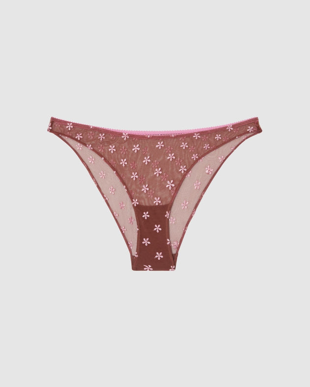 Mesh Bikini Briefs Mocha/Candy Pink